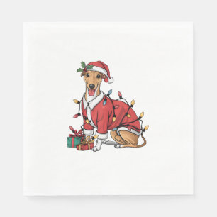 Serviette En Papier Noël de l'éclairage de Noël Père Noël Whippet Chie