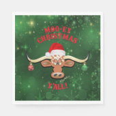 Serviette En Papier "Noël de MOO, Longhorn Steer (Devant)