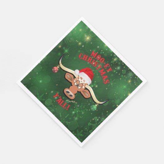 Serviette En Papier "Noël de MOO, Longhorn Steer (Coin)