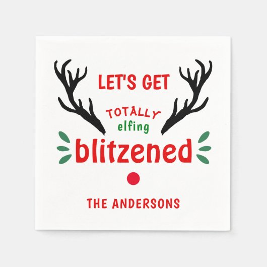 Serviette En Papier Noel de Noël de rennes complètement fougueux (Devant)