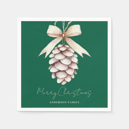 Serviette En Papier Noël de pin vert personnalisé (Devant)