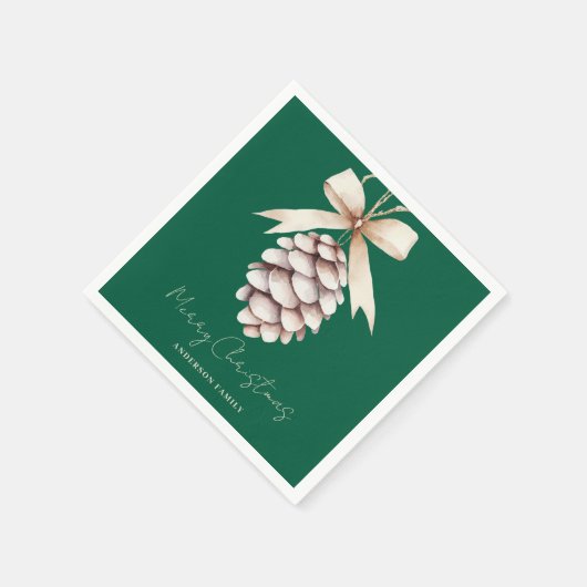 Serviette En Papier Noël de pin vert personnalisé (Coin)