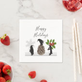 Serviette En Papier Noël de pingouin drôle mignon personnalisé (En situation)