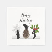 Serviette En Papier Noël de pingouin drôle mignon personnalisé (Devant)