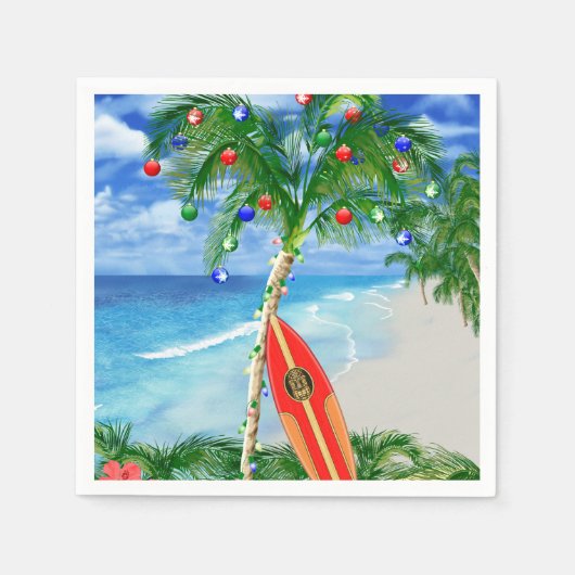 Serviette En Papier Noël de plage (Devant)