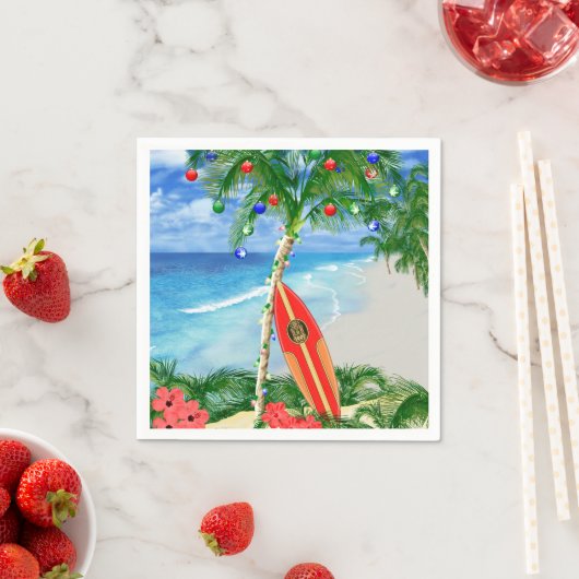 Serviette En Papier Noël de plage (En situation)
