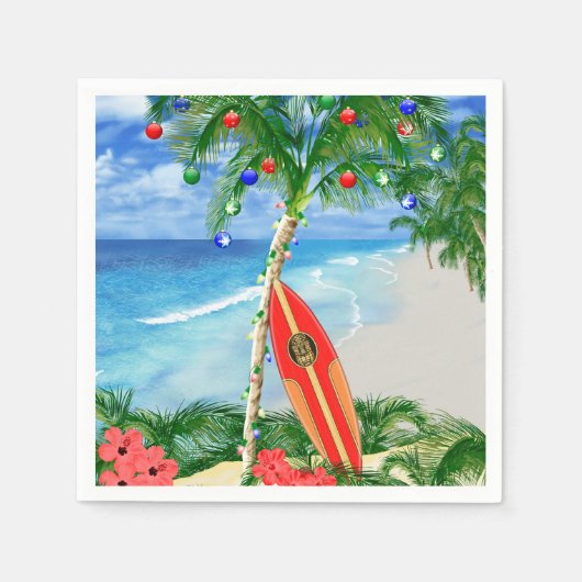 Serviette En Papier Noël de plage (Devant)