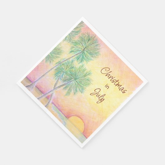 Serviette En Papier Noël de plage tropicale en juillet (Coin)