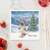 Serviette En Papier Noël de ski pour Père Noël Amoureux de les chats s (En situation)