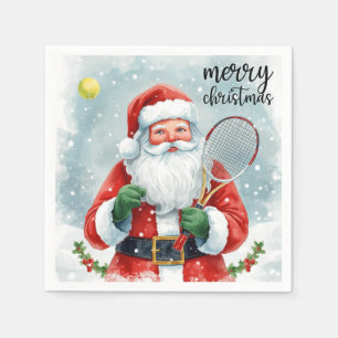 Serviette En Papier Noël de tennis avec Père Noël balle de tennis