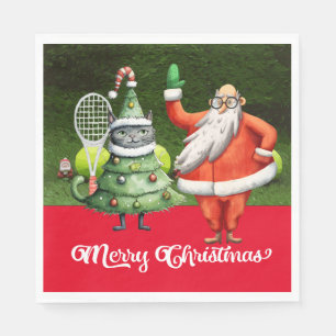 Serviette En Papier Noël de tennis pour le joueur qui aime Chat