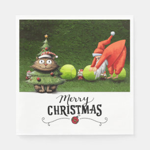 Serviette En Papier Noël de tennis pour le joueur qui aime Chat