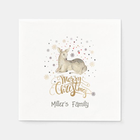 Serviette En Papier Noël Deer & Joyeux Noël Typographie (Devant)