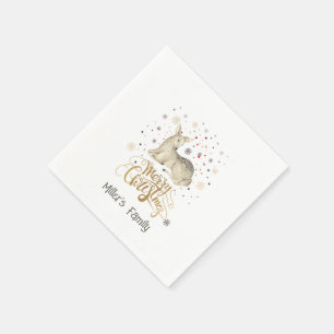 Serviette En Papier Noël Deer & Joyeux Noël Typographie