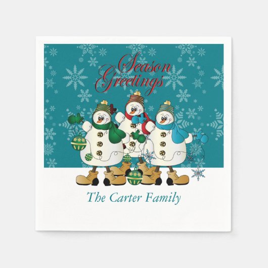 Serviette En Papier Noël des amis | de bonhommes de neige de (Devant)