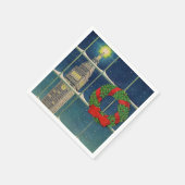 Serviette En Papier Noël des années 1950 dans la ville (Coin)