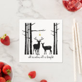 Serviette En Papier Noël des bouleaux et des cerfs | (En situation)