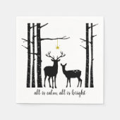 Serviette En Papier Noël des bouleaux et des cerfs | (Devant)