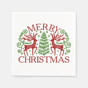 Serviette En Papier Noël des cerfs scandinaves