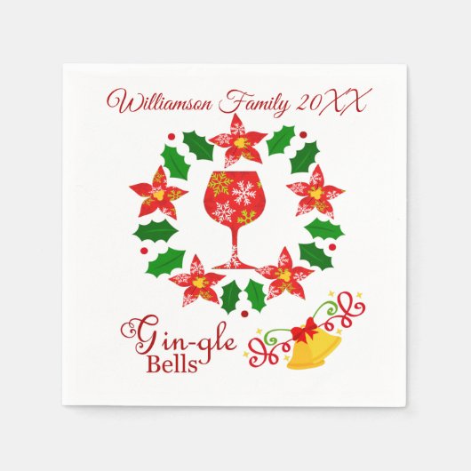 Serviette En Papier Noël des cloches Gin-gle drôle (Devant)