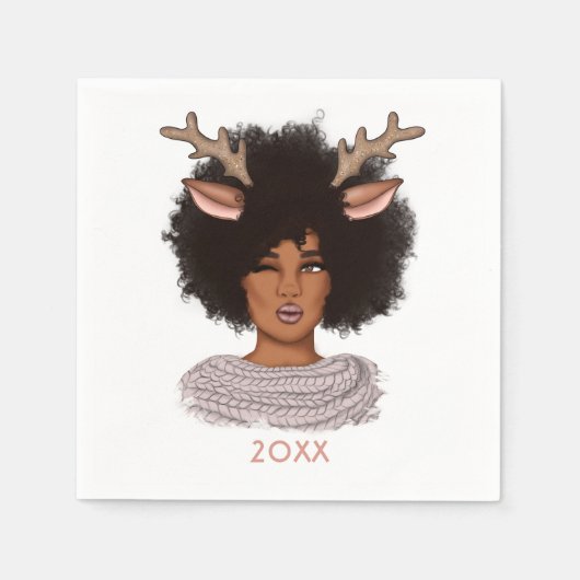 Serviette En Papier Noël des femmes africaines américaines (Devant)