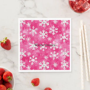 Serviette En Papier Noël des Flèches de neige en verre rose