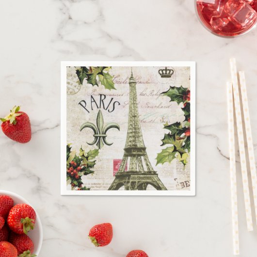 Serviette En Papier Noël des millésimes à Paris (En situation)