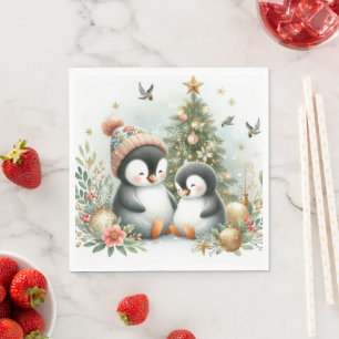 Serviette En Papier Noël des pingouins