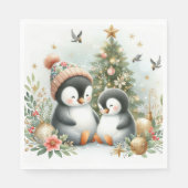 Serviette En Papier Noël des pingouins (Devant)