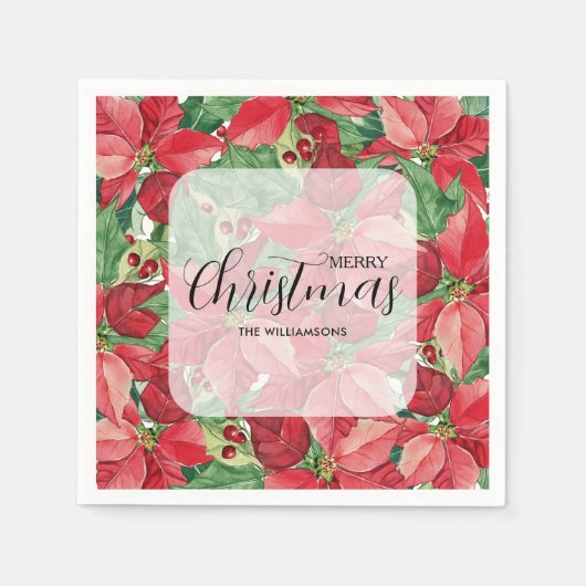 Serviette En Papier Noël des Poinsettias rouges (Devant)