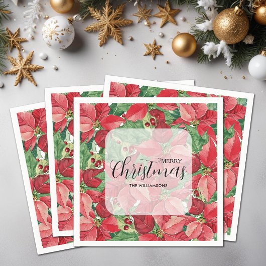 Serviette En Papier Noël des Poinsettias rouges