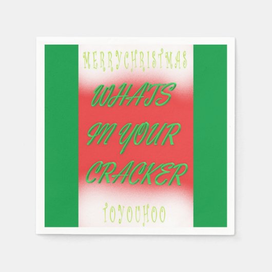 Serviette En Papier Noël design rouge blanc vert avec texte (Devant)