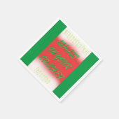 Serviette En Papier Noël design rouge blanc vert avec texte (Coin)