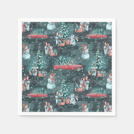 Serviette En Papier Noël d'hiver Cosy (Devant)