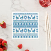 Serviette En Papier Noël d'hiver Deer Blue Snowflake Motif (En situation)