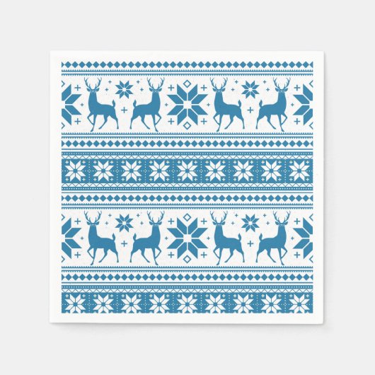 Serviette En Papier Noël d'hiver Deer Blue Snowflake Motif (Devant)