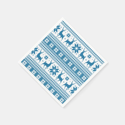 Serviette En Papier Noël d'hiver Deer Blue Snowflake Motif (Coin)