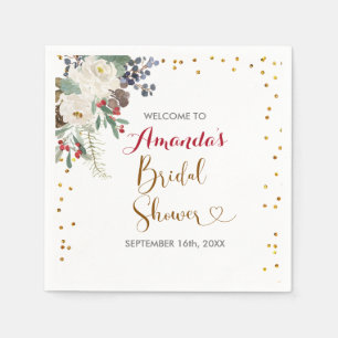 Serviette En Papier Noël d'hiver Floral douche nuptiale Napkin