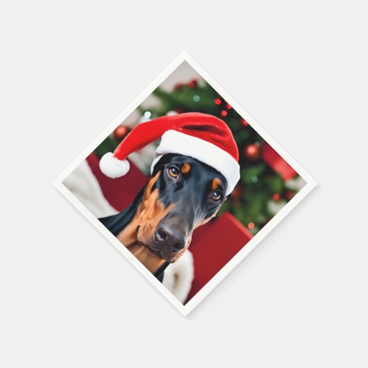 Serviette En Papier Noël Doberman (Coin)