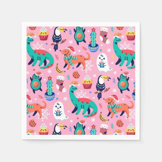 Serviette En Papier Noël drôle (Devant)