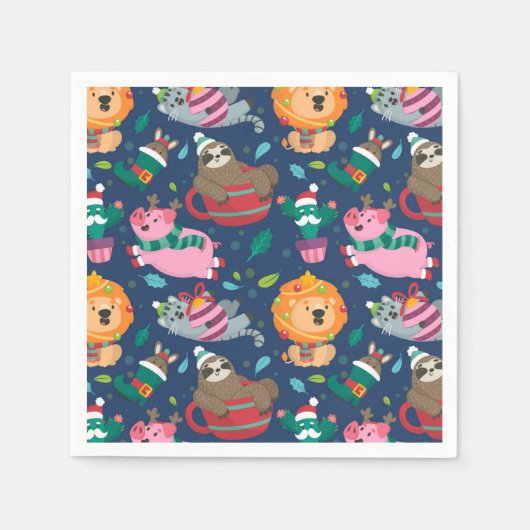 Serviette En Papier Noël drôle (Devant)