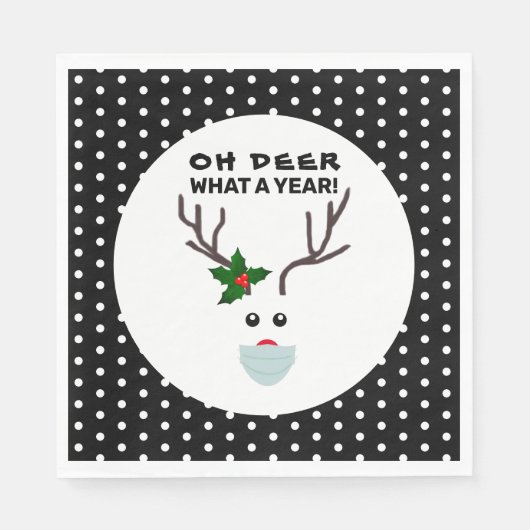 Serviette En Papier Noël drôle 2021 Oh Cher renne d'un an (Devant)