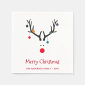 Serviette En Papier Noël drôle rennes abstraits blanc nom rouge (Devant)