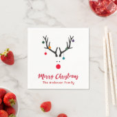 Serviette En Papier Noël drôle rennes abstraits en rouge blanc (En situation)