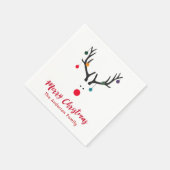 Serviette En Papier Noël drôle rennes abstraits en rouge blanc (Coin)