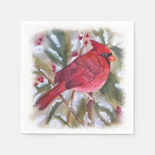 Serviette En Papier Noël du cardinal rouge (Devant)
