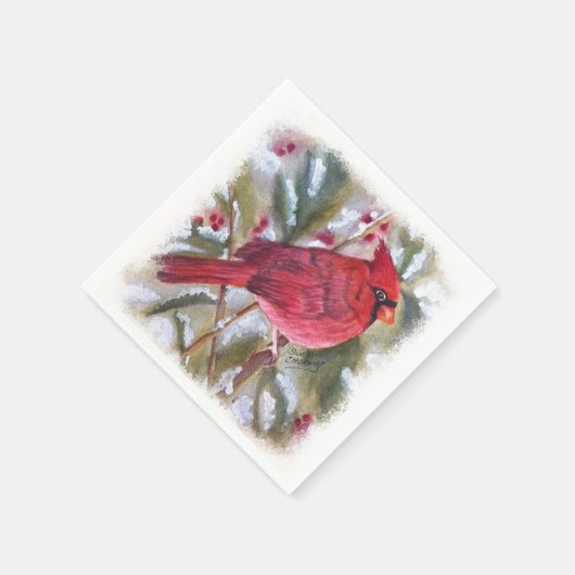 Serviette En Papier Noël du cardinal rouge (Coin)