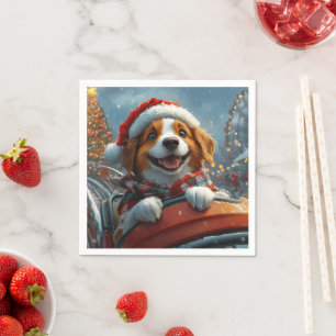 Serviette En Papier Noël du chien espagnol breton