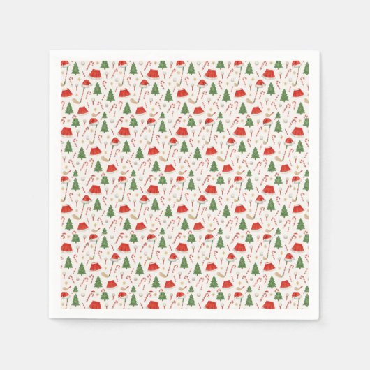 Serviette En Papier Noël du golfeur avec équipement de golf (Devant)