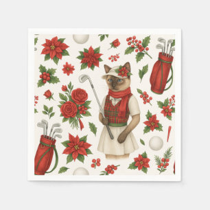 Serviette En Papier Noël du golfeur avec équipement de golf